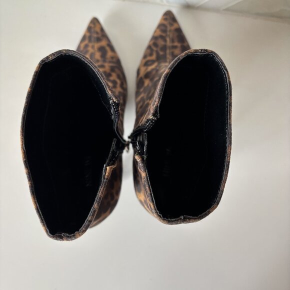 Nine West 7.5M Leopard Animal Print Heeled Boot Pointed Toe Therin Stiletto Heel - Picture 9 of 11